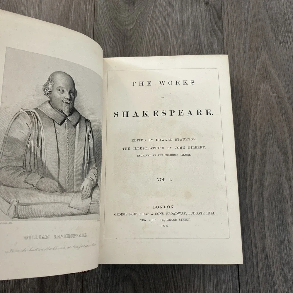 Shakespeare Works Vol 1 Staunton Leather 1866 Ed